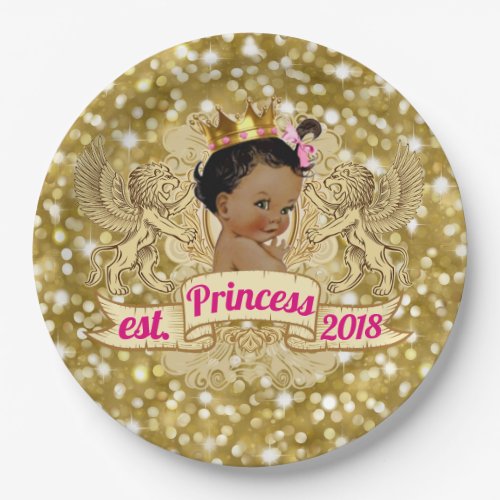 African Princess Pink and Gold Glitter Plates