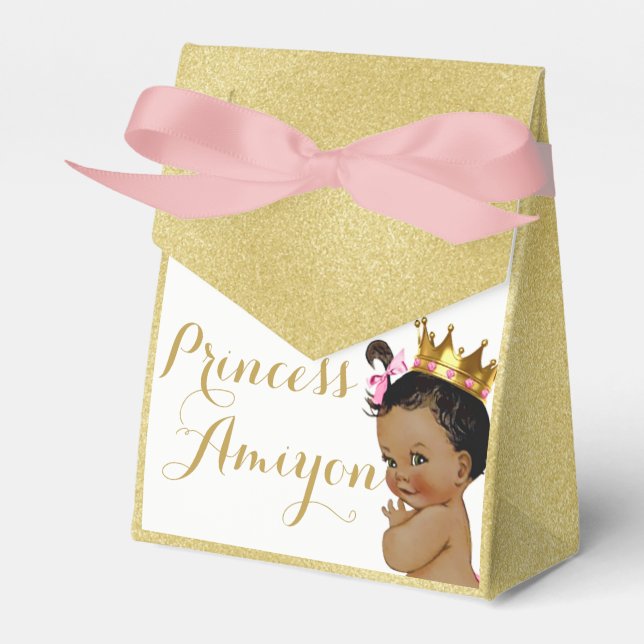 African Princess Pink & Gold Shimmer Favors Favor Boxes (Front Side)