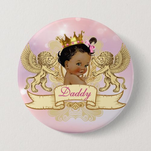 African Princess PinkSparkles Baby Shower Button