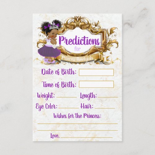 African Princess Purple  Gold Predictions Enclosure Card
