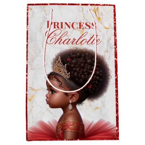 African Princess Royal Baby Shower Red Glitter Medium Gift Bag