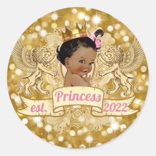 African Princess Royal Gold Glitter Favor Sticker
