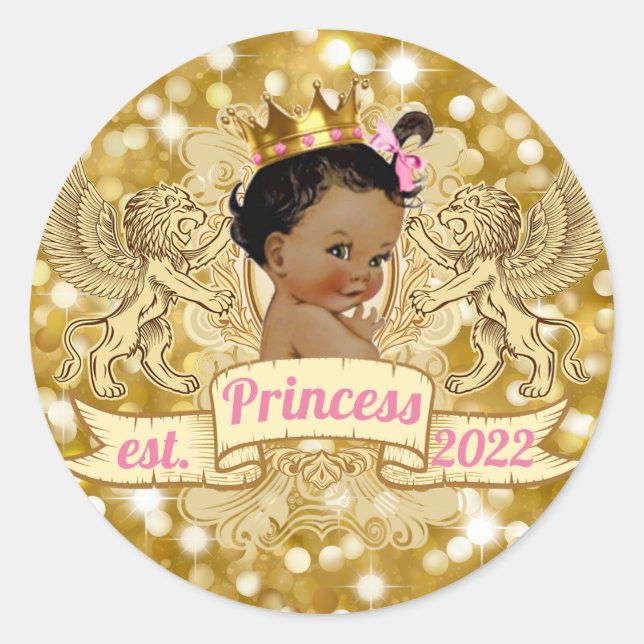 African Princess Royal Gold Glitter Favor Sticker (Front)