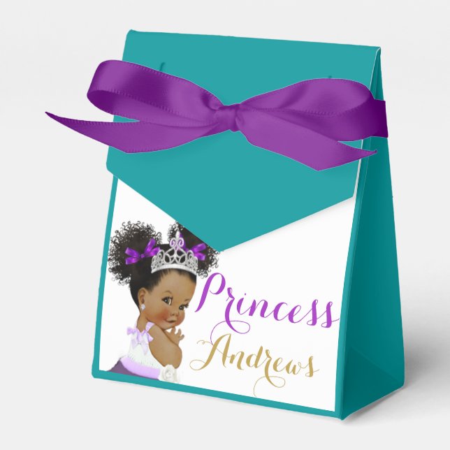African Princess Royal Teal Purple & Gold Elegant Favor Boxes (Front Side)