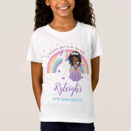African Princess Unicorn Rainbow Birthday Outfit  T_Shirt