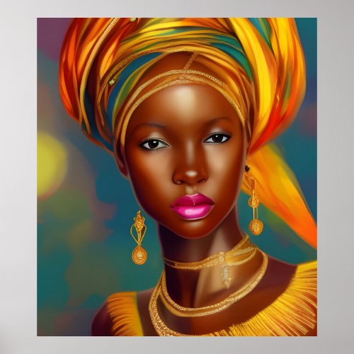 African princess woman 2 gold jewellery poster