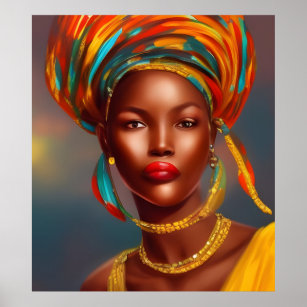 African Black Woman Print Art  Black African Woman Painting