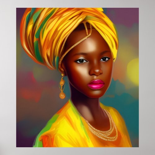 African princess woman 7 gold jewellery poster