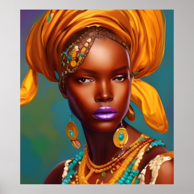African princess woman gold jewelry poster (Front)