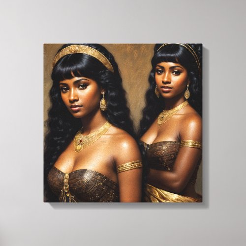 African Princesses Black Sisters Art Canvas Print