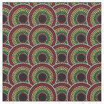 African Print Circles Pattern in Red Gold Green Fabric