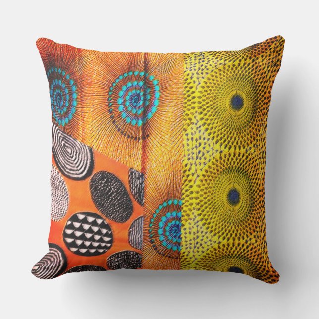 African Print Color Blocking Outdoor Pillow (Front)