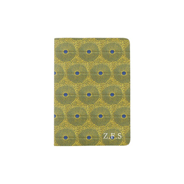African Print Customizable Passport Holder Yellow (Front)