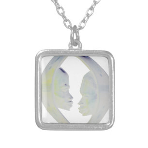 African Print Hakuna Matata Design Silver Plated Necklace