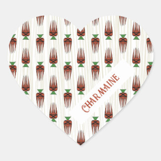 African Print  Heart Sticker