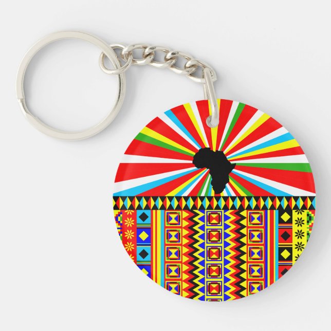African Print Kente Cloth Tribal Pattern Ankara Keychain (Front)