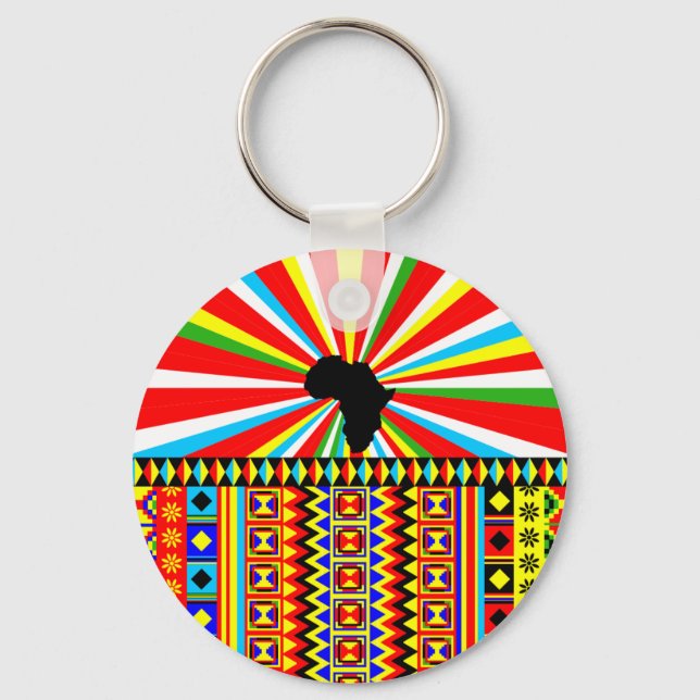 African Print Kente Cloth Tribal Pattern Ankara Keychain (Front)