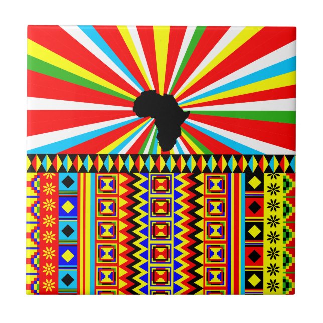 African Print Kente Cloth Tribal Pattern Ankara Tile (Front)