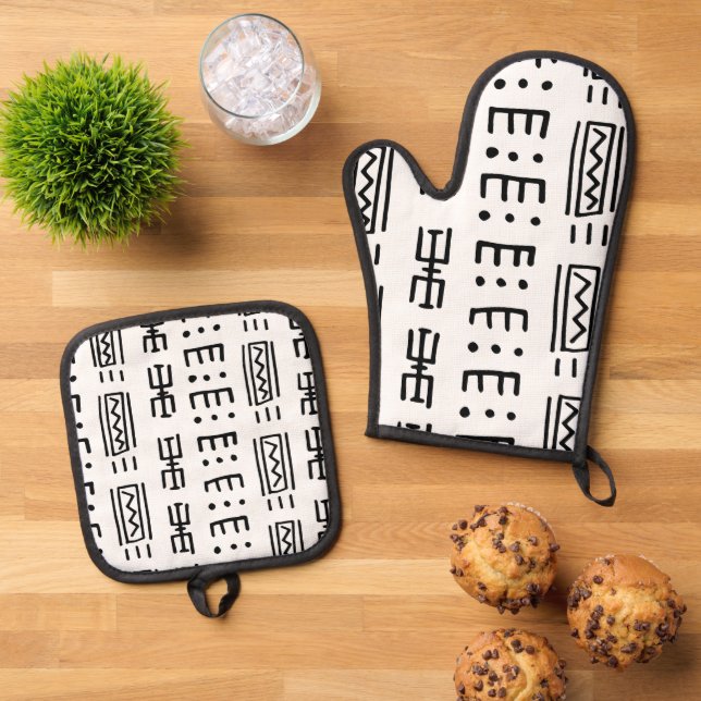 African Print Oven Mitt & Pot Holder Set (Top Down)