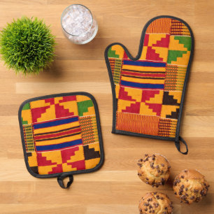 African Print Oven Mitt & Pot Holder Set