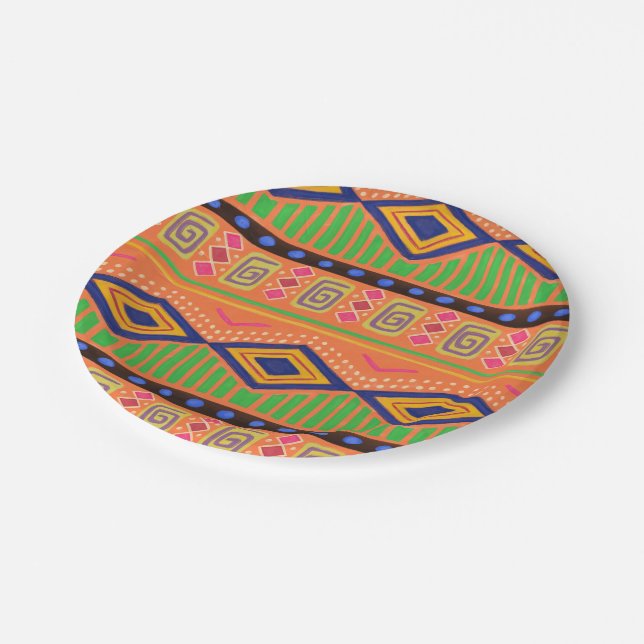 African Print Paper Party Plates (Angled)