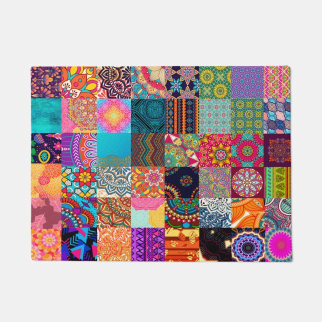 African Print Patchwork Colorful Doormat (Front)