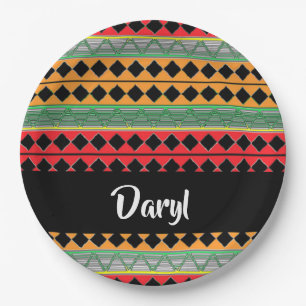 African print patterned paper plates