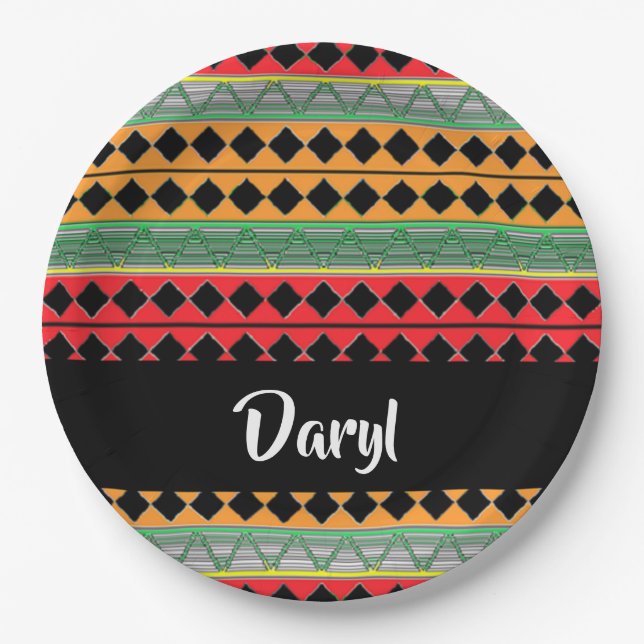 African print patterned paper plates (Front)