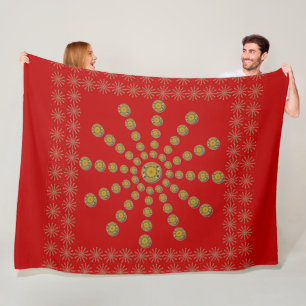 African Print  Red Polka dot design  Fleece Blanket