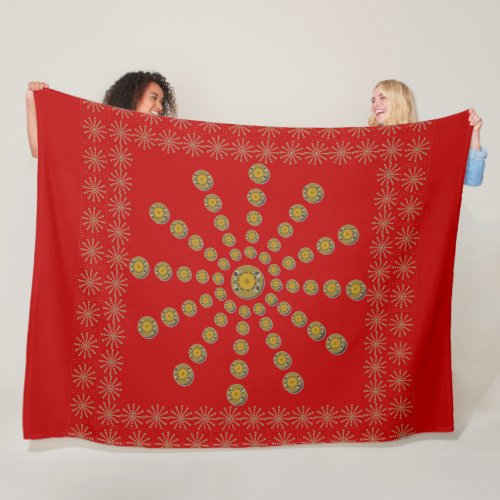 African Print  Red Polka dot design  Fleece Blanket