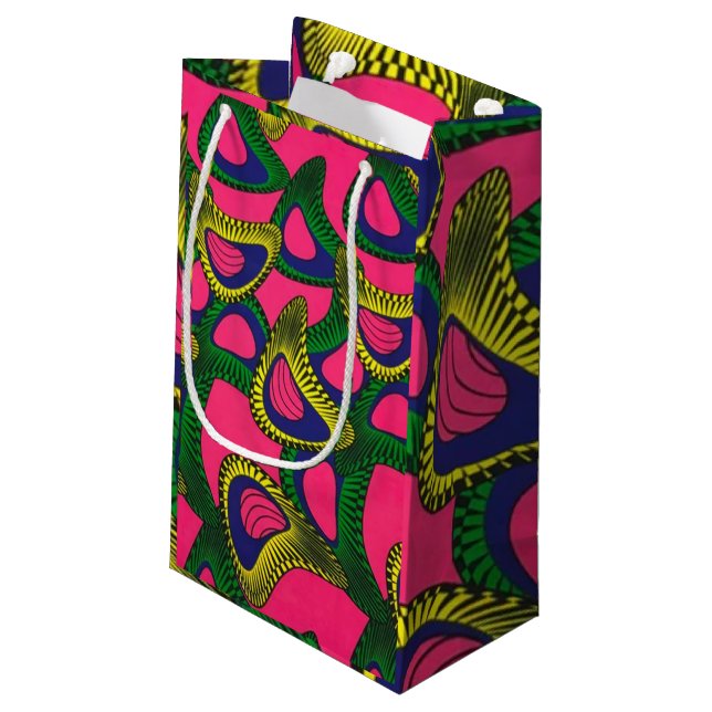 African Print Small Gift Bag (Back Angled)