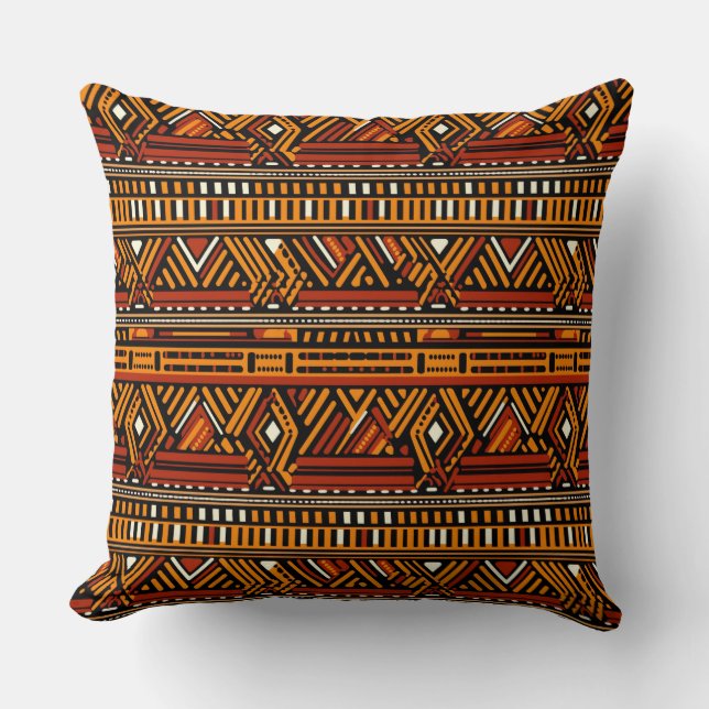 African Print Style Throw Pillow (Front)