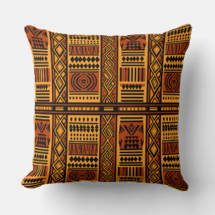 African Print Style Throw Pillow