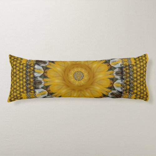 African Print Sunflower Golden Design  Body Pillow