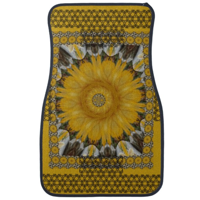 African Print Sunflower Golden Design  Car Floor Mat (Front)