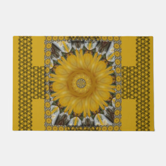 African Print Sunflower Golden Design Doormat