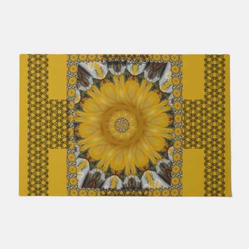 African Print Sunflower Golden Design  Doormat