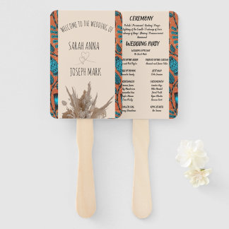 AFRICAN PRINT WEDDING PROGRAM HAND FAN