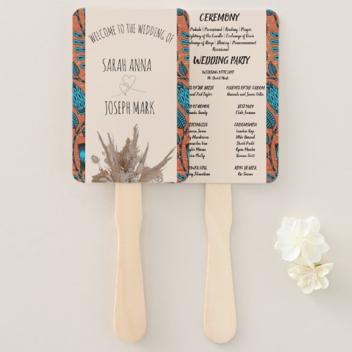 AFRICAN PRINT WEDDING PROGRAM HAND FAN