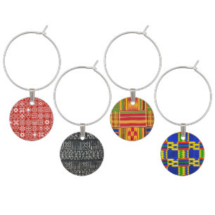 African Print Wine Glass Charms