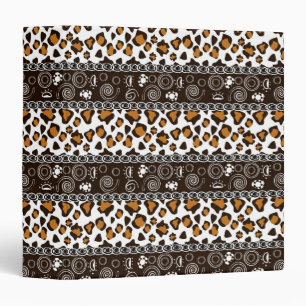 African print with cheetah skin pattern 3 ring binder