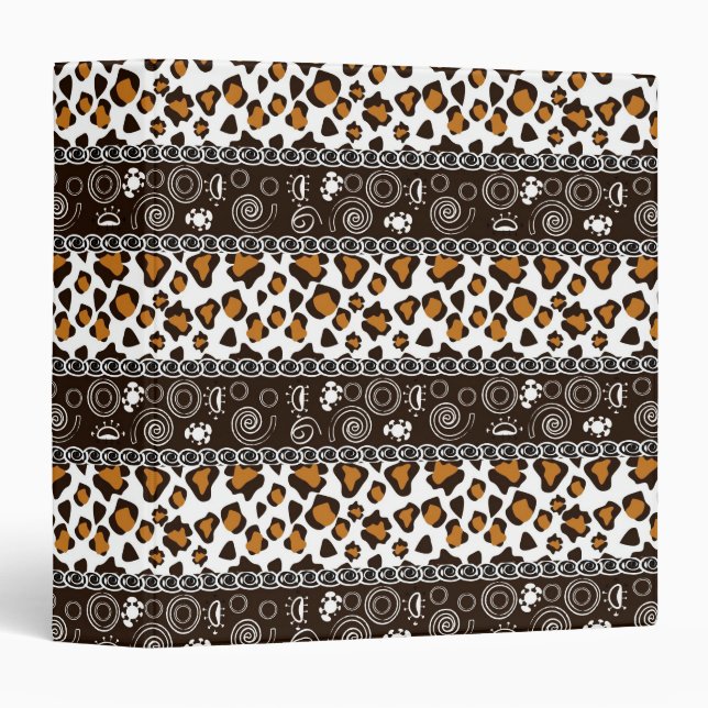 African print with cheetah skin pattern 3 ring binder (Front/Spine)