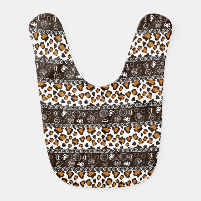 African print with cheetah skin pattern baby bib (Front)