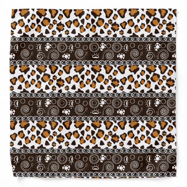 African print with cheetah skin pattern bandana (Front)