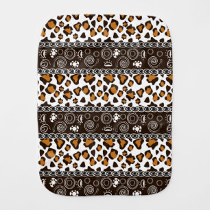 African print with cheetah skin pattern burp cloth