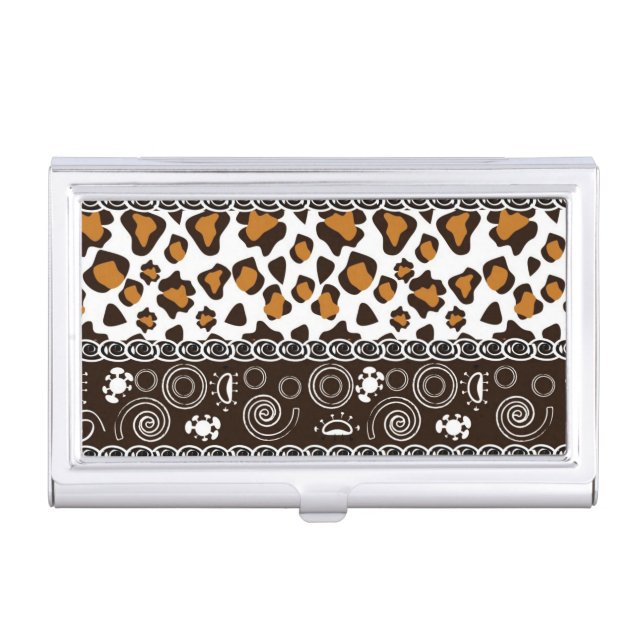 African print with cheetah skin pattern business card holder (Front)