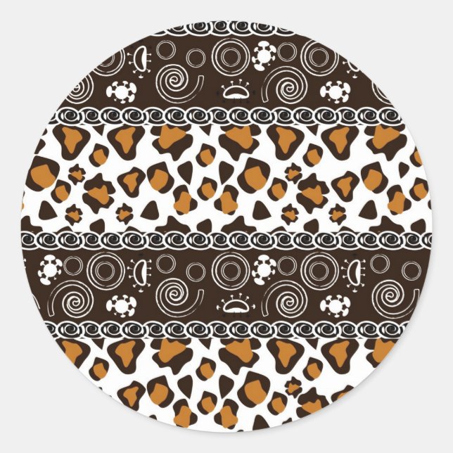 African print with cheetah skin pattern classic round sticker (Front)