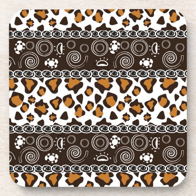 African print with cheetah skin pattern coaster (Front)