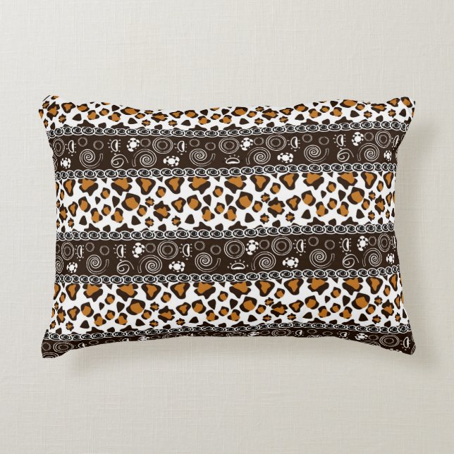 African print with cheetah skin pattern decorative pillow (Front)