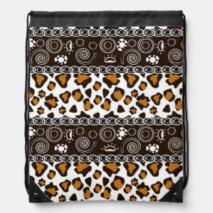 African print with cheetah skin pattern drawstring bag